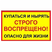 Табличка "Нырять запрещено. Опасно для жизни"