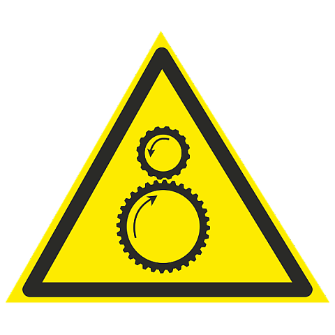 Осторожно. Возможно затягивание между вращающимися элементами